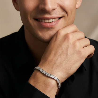 Silver Mini Square Bracelet For Him