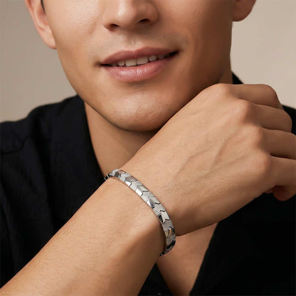 Silver Bold Statement Bracelet For Him