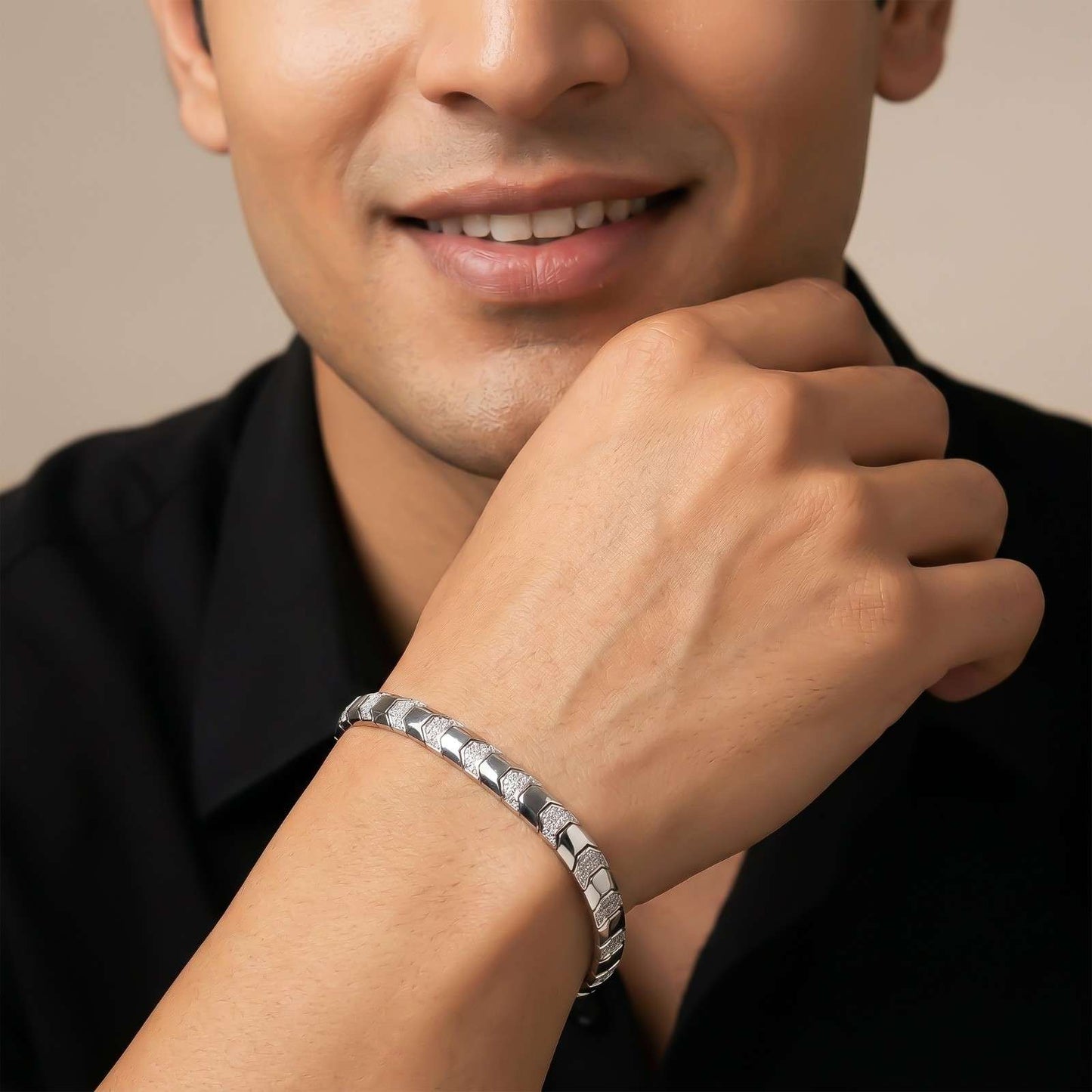 Silver Snake Bone Bracelet For Him
