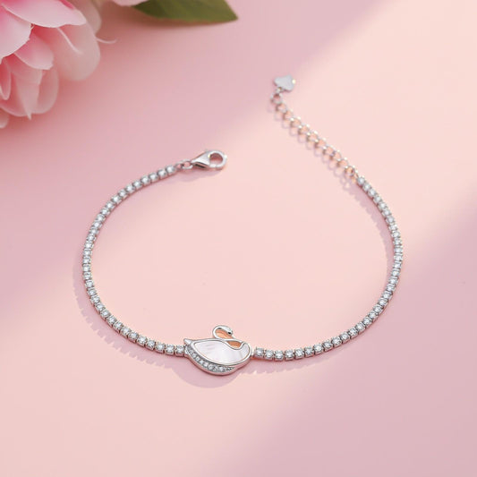 Silver Swan Tennis Bracelet