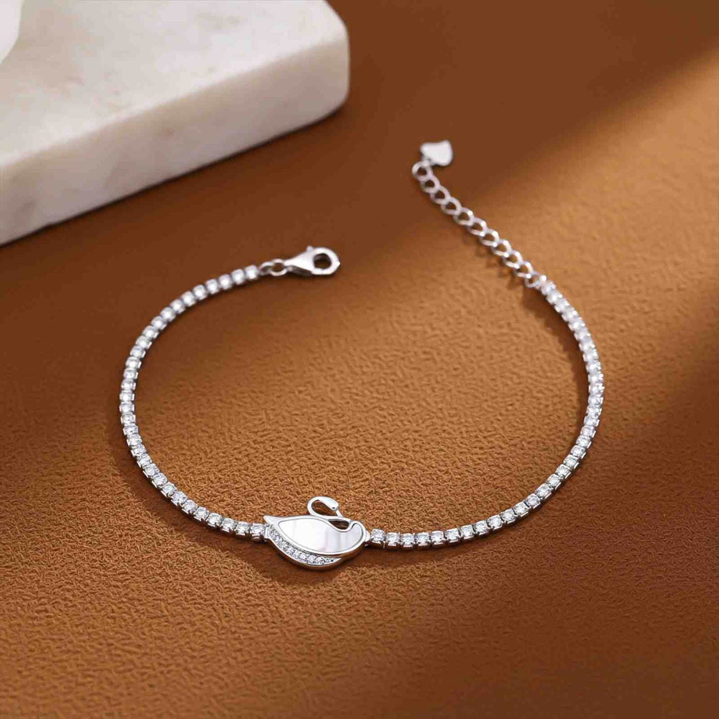 Silver Swan Tennis Bracelet