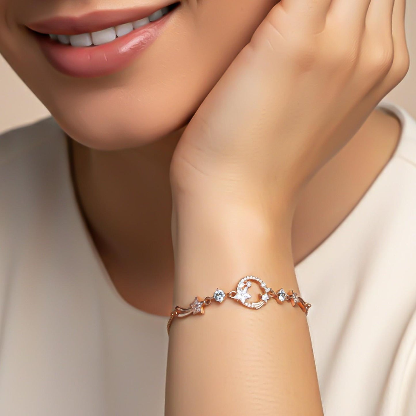 Rose Gold Star Circle Bracelet