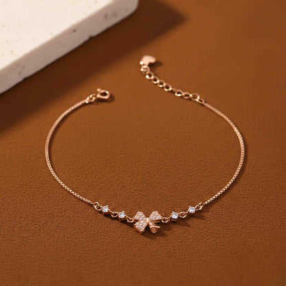 Rose Gold Leafy Charm Bracelet