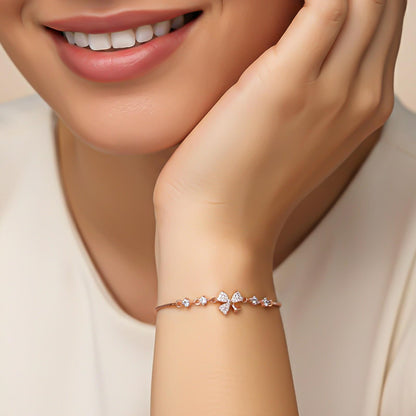 Rose Gold Leafy Charm Bracelet