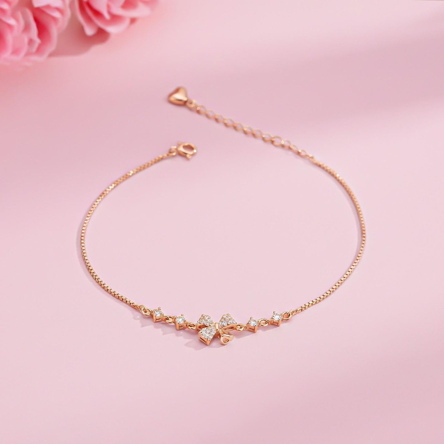 Rose Gold Leafy Charm Bracelet