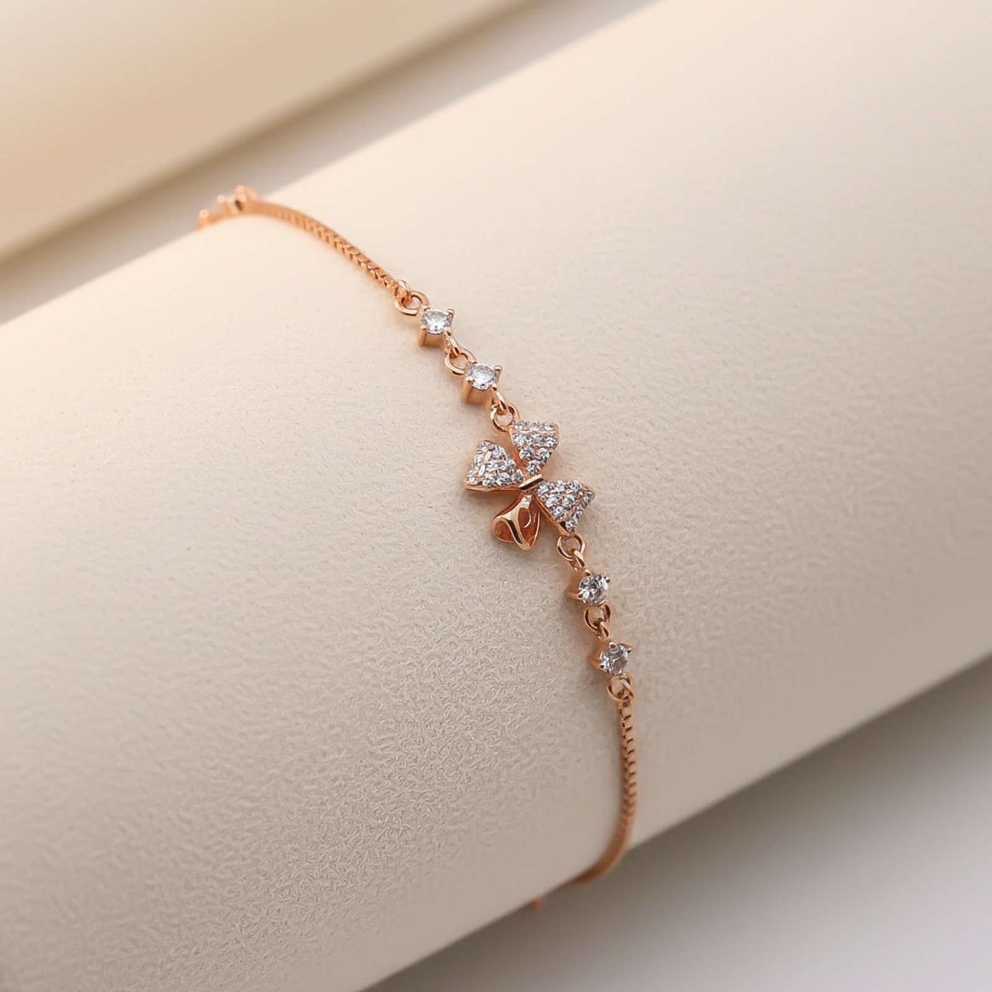 Rose Gold Leafy Charm Bracelet