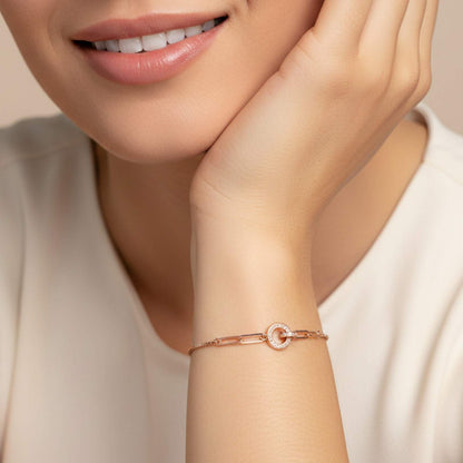 Rose Gold Bold Interlock Circle Bracelet