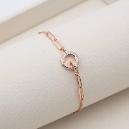 Rose Gold Bold Interlock Circle Bracelet