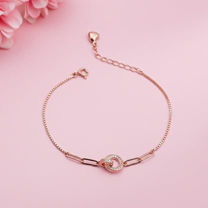 Rose Gold Bold Interlock Circle Bracelet