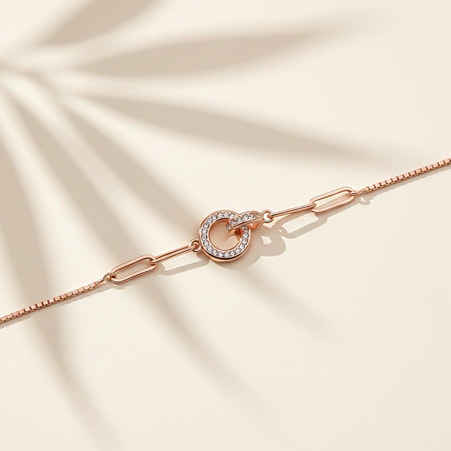 Rose Gold Bold Interlock Circle Bracelet