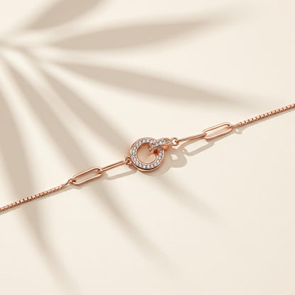 Rose Gold Bold Interlock Circle Bracelet