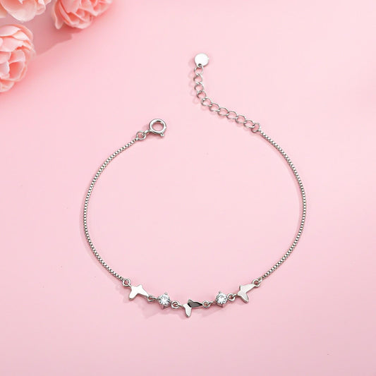 Silver Mini Butterflies Charm Bracelet