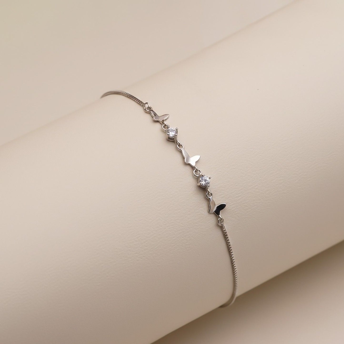 Silver Mini Butterflies Charm Bracelet