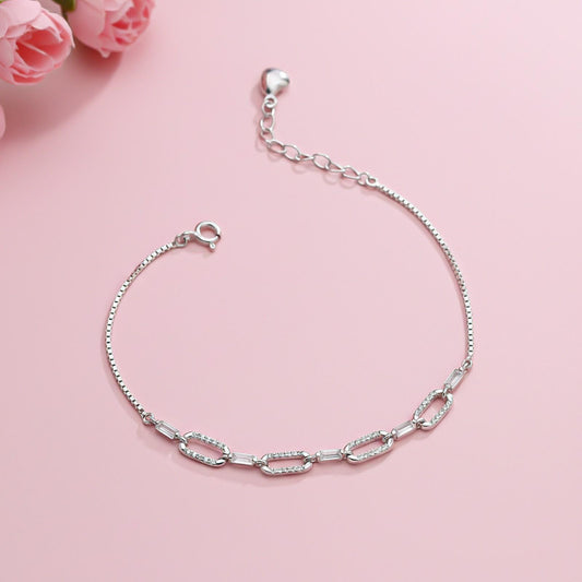 Silver Forever Linked Paperclick Bracelet