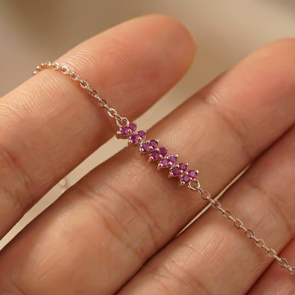 Silver Pink Ruby Accent Bracelet