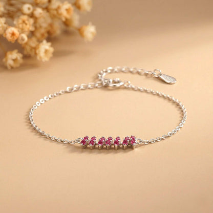 Silver Pink Ruby Accent Bracelet