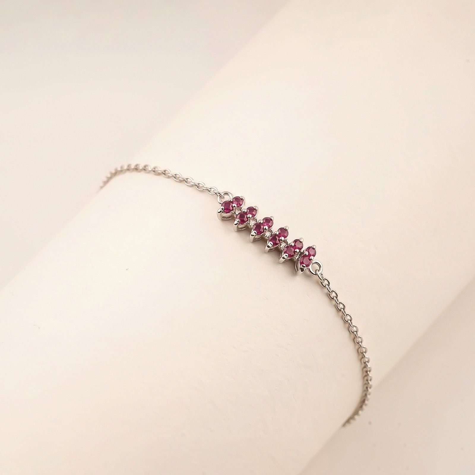Silver Pink Ruby Accent Bracelet