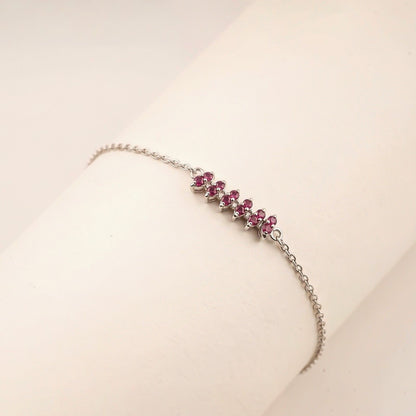 Silver Pink Ruby Accent Bracelet