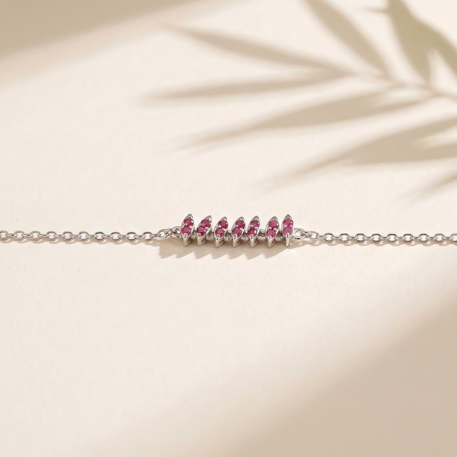 Silver Pink Ruby Accent Bracelet