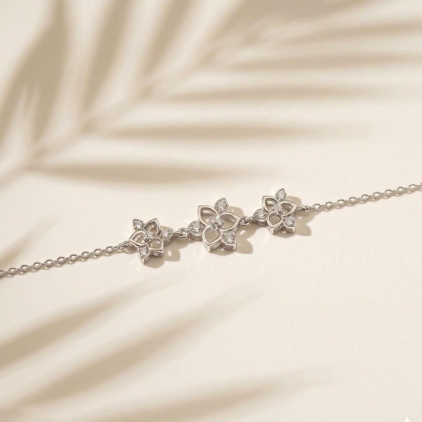 Silver Floral Charm Bracelet