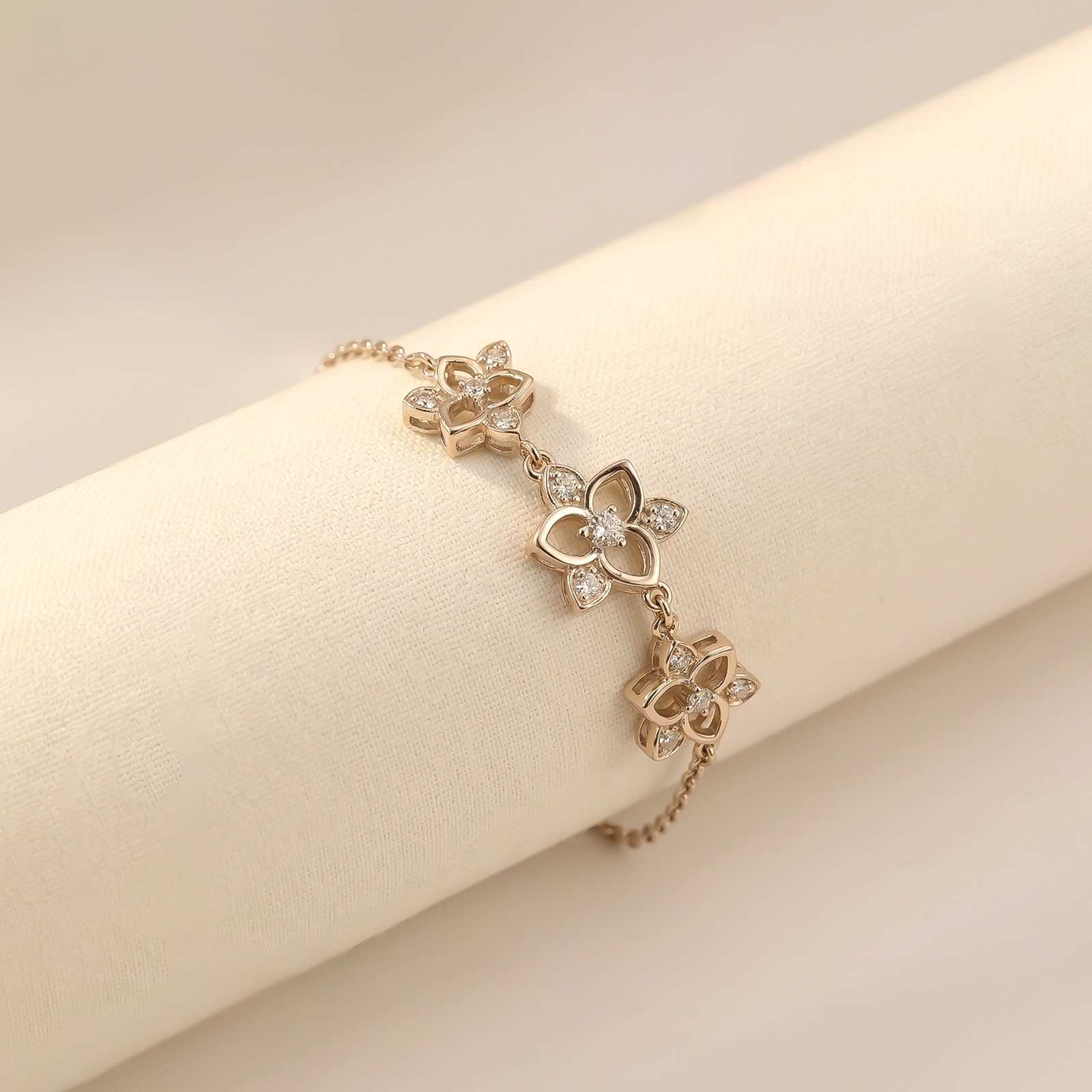 Silver Floral Charm Bracelet