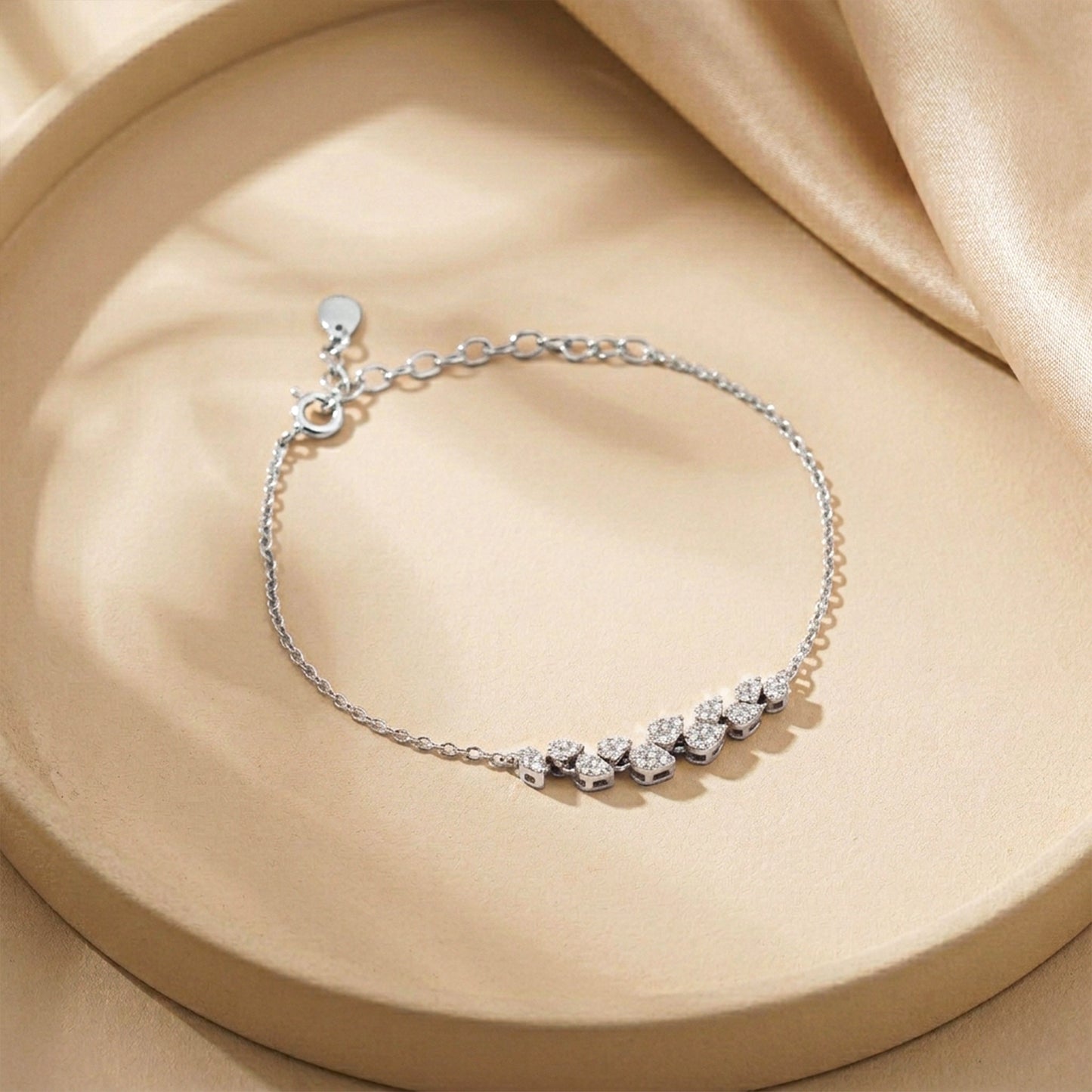 Silver Dainty Heart CZ Bracelet