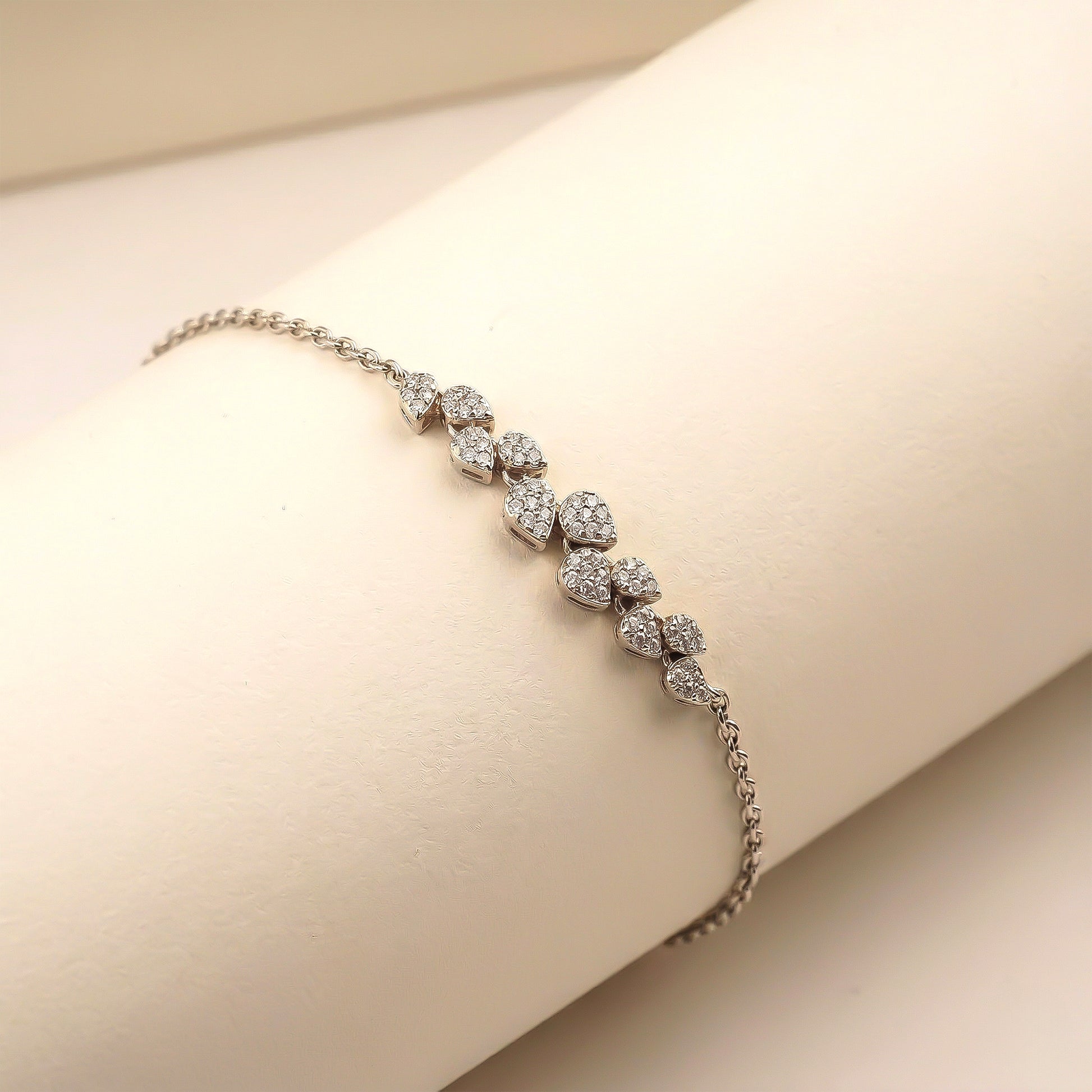 Silver Dainty Heart CZ Bracelet