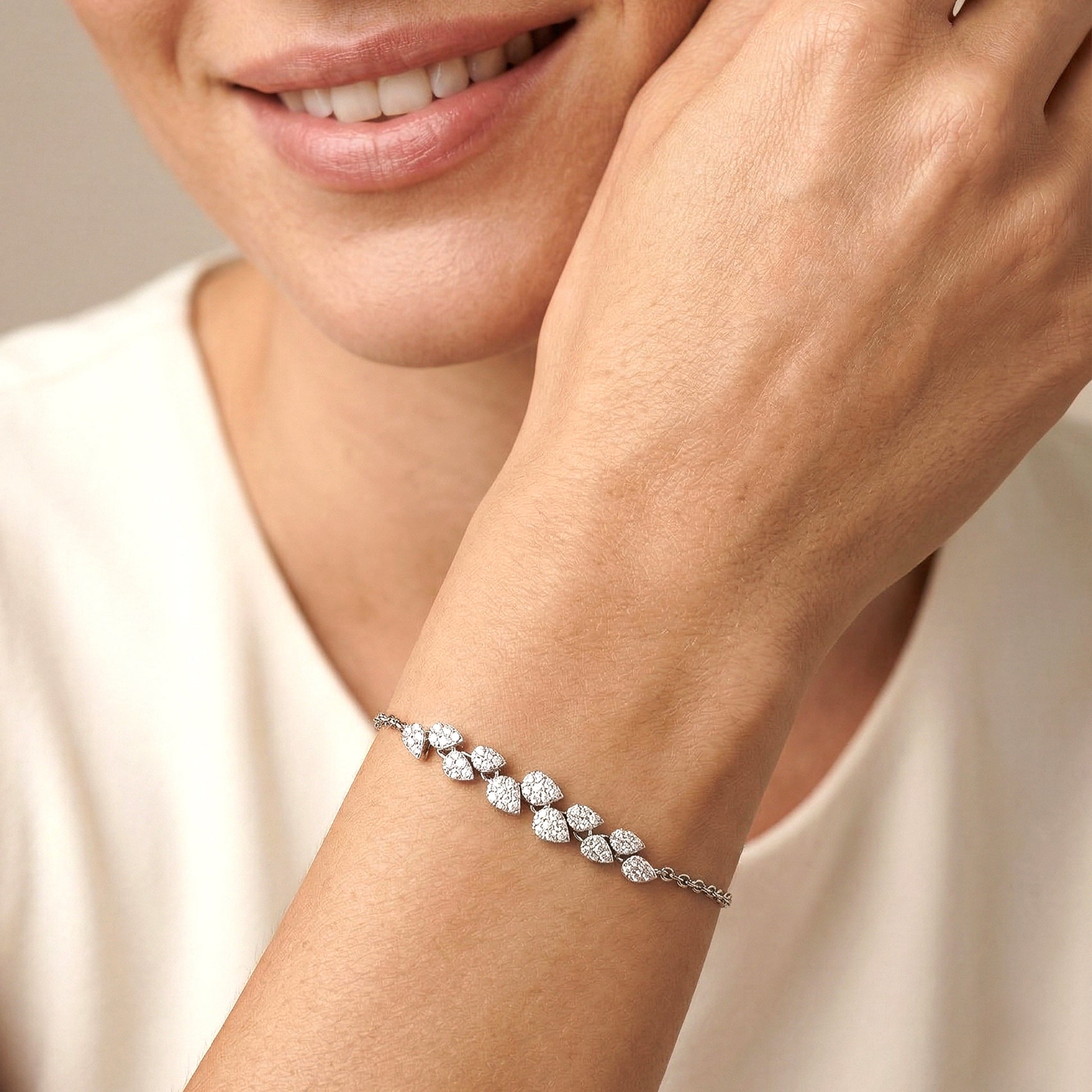 Silver Dainty Heart CZ Bracelet