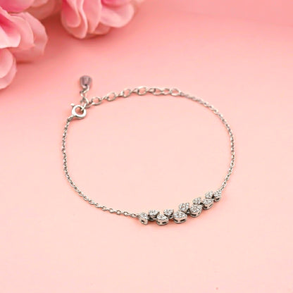 Silver Dainty Heart CZ Bracelet