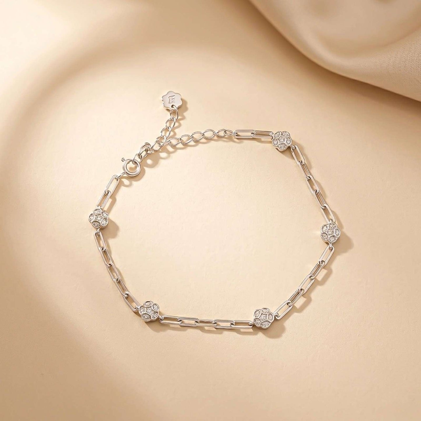 Silver Floral Link Bracelet
