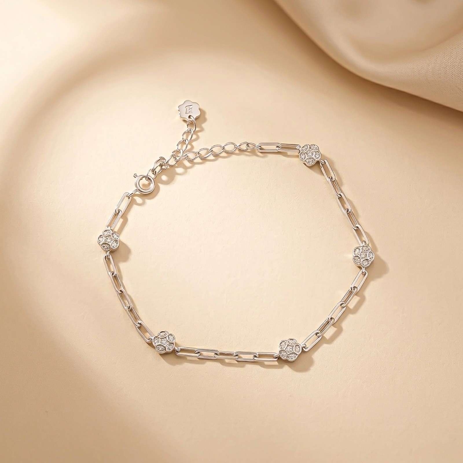 Silver Floral Link Bracelet