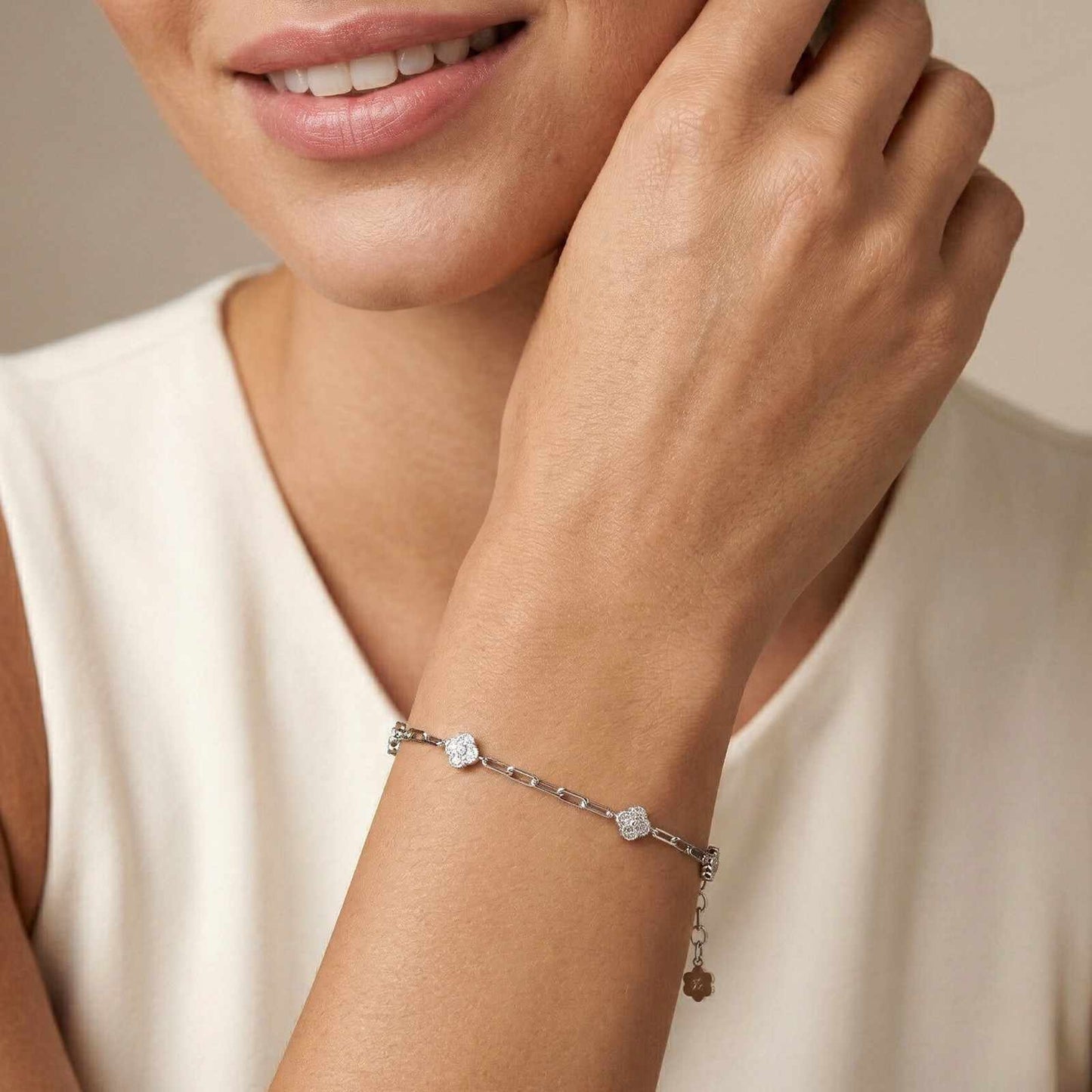 Silver Floral Link Bracelet