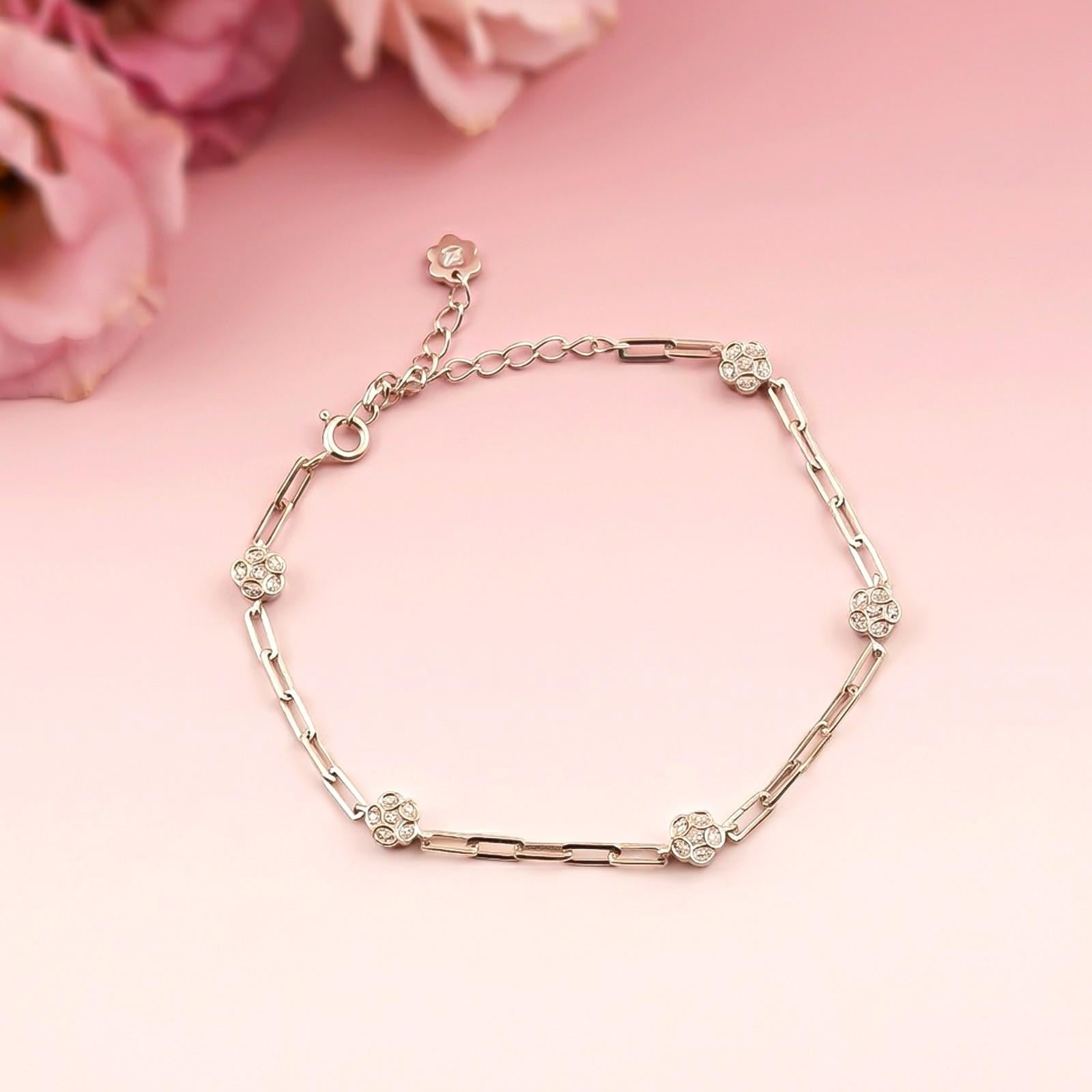 Silver Floral Link Bracelet