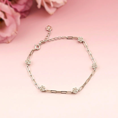 Silver Floral Link Bracelet