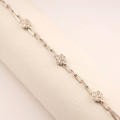 Silver Floral Link Bracelet