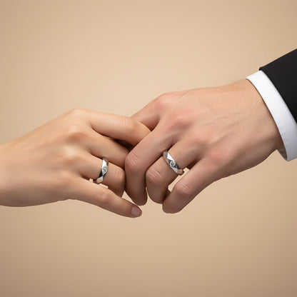 Silver Harmony Matching Couple Band