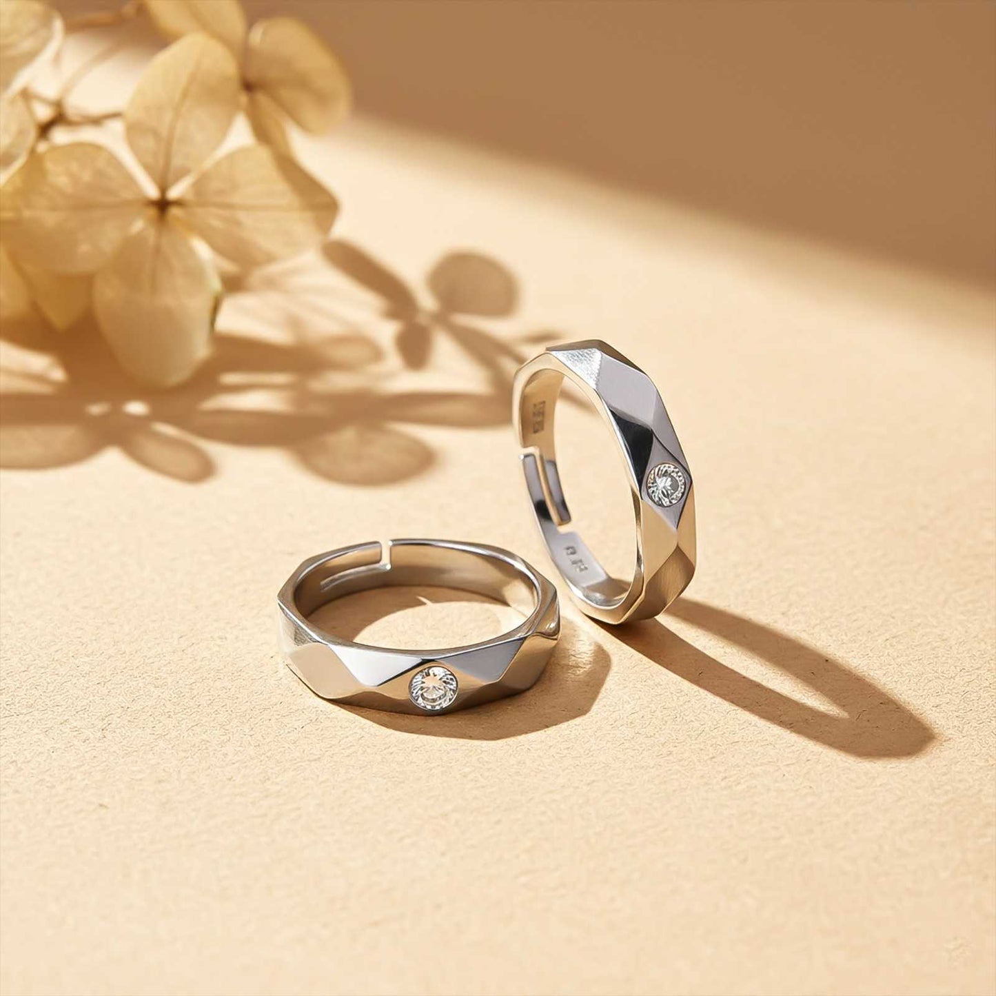 Silver Harmony Matching Couple Band