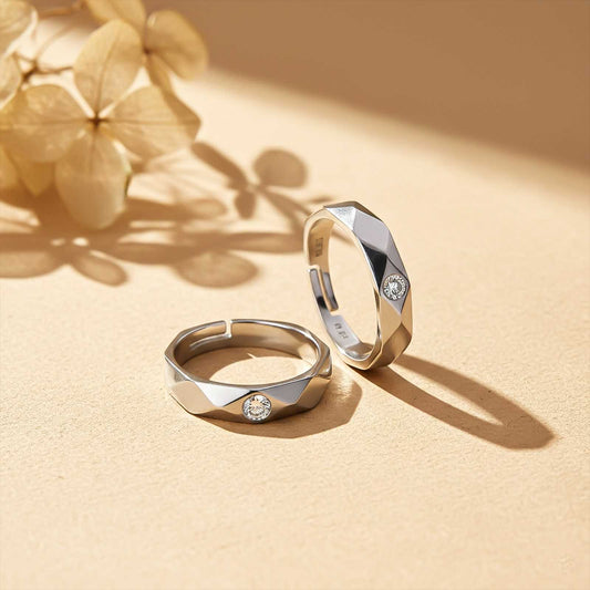 Silver Harmony Matching Couple Band