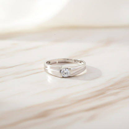 Silver Classic Solitaire Men's Ring