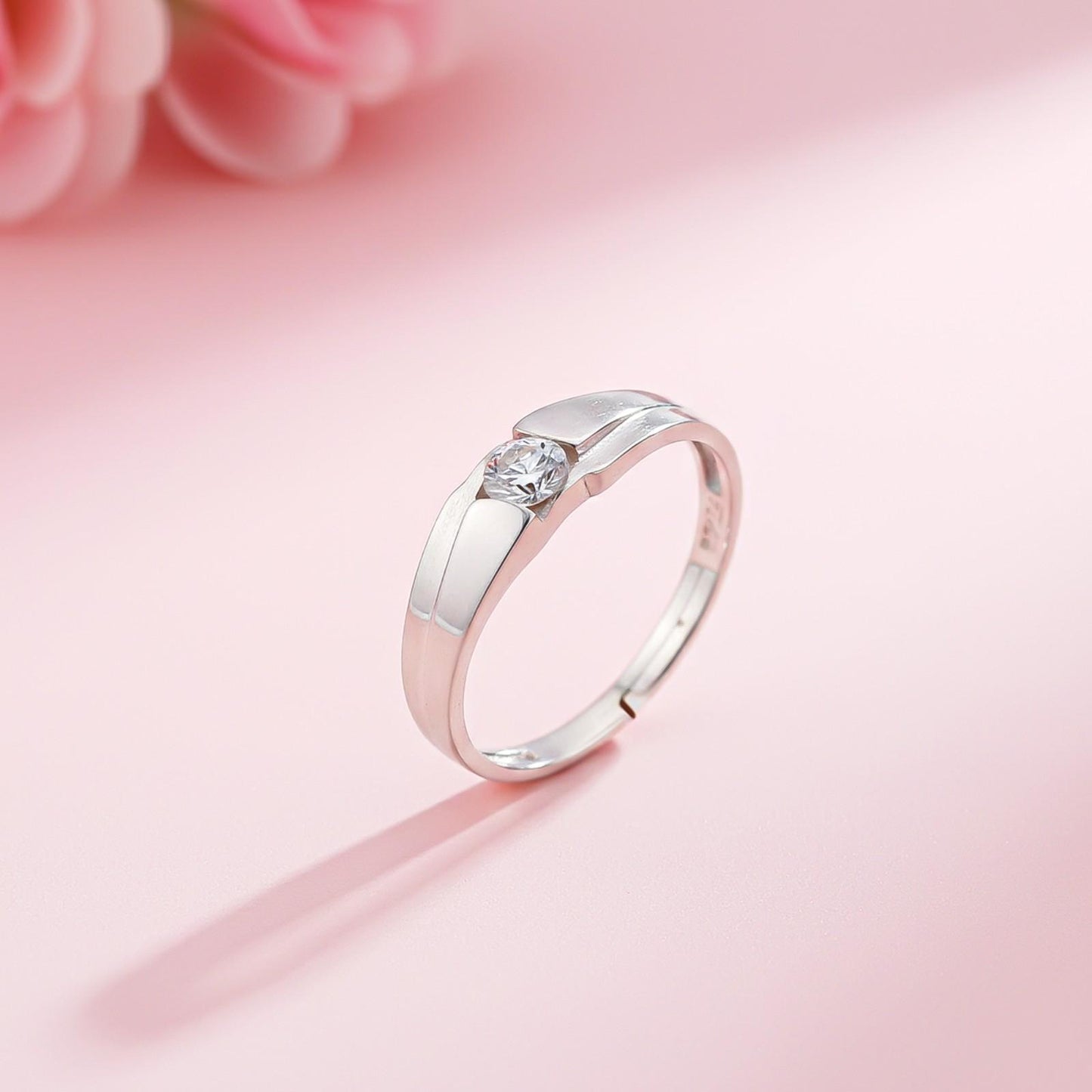 Silver Classic Solitaire Men's Ring