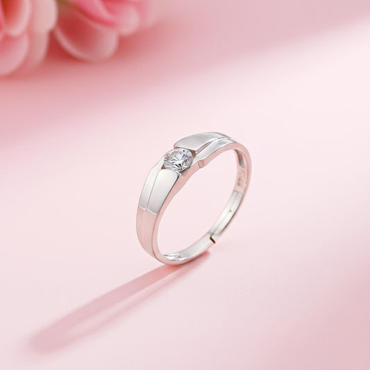 Silver Classic Solitaire Men's Ring