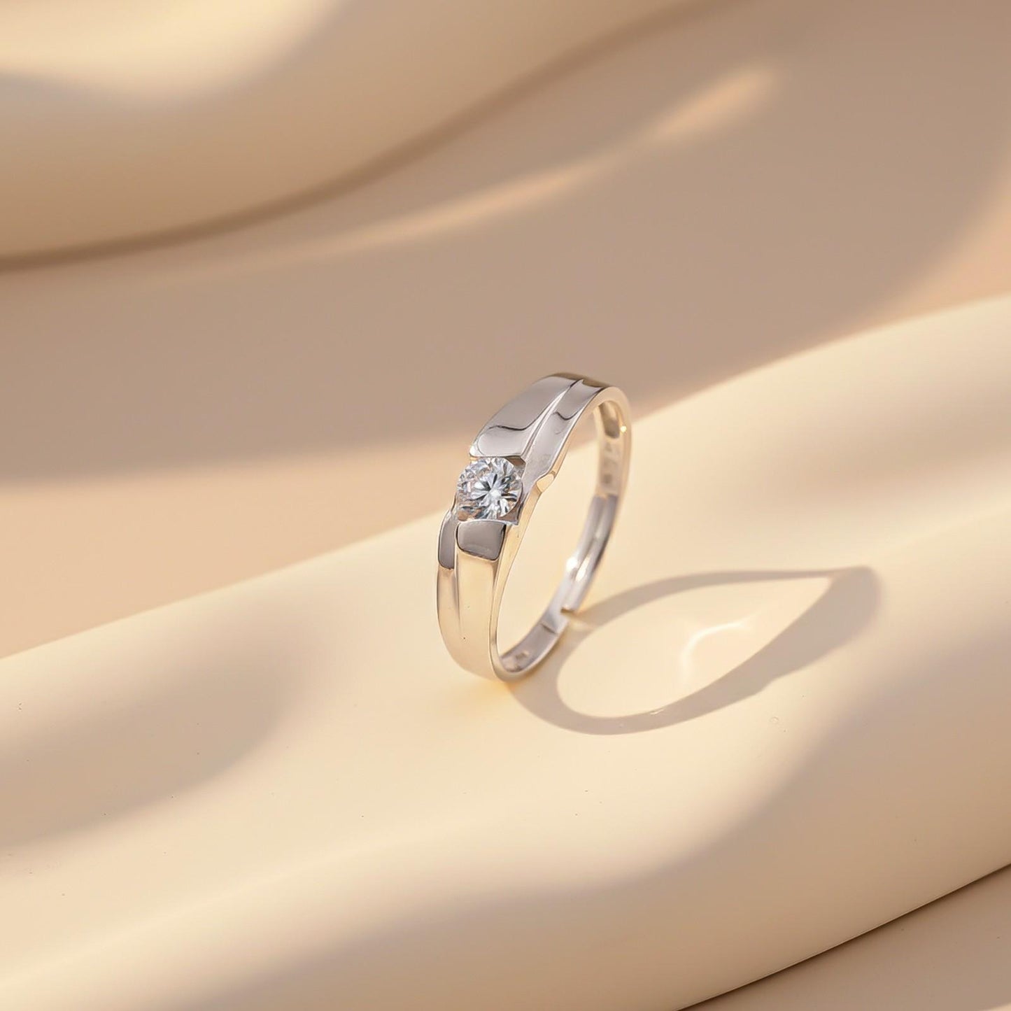 Silver Classic Solitaire Men's Ring