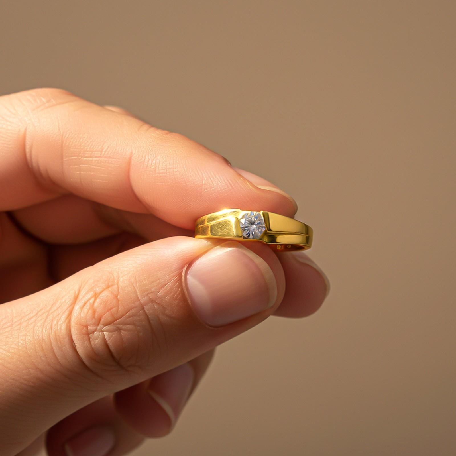Golden Classic Solitaire Men's Ring