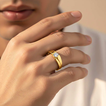 Golden Classic Solitaire Men's Ring