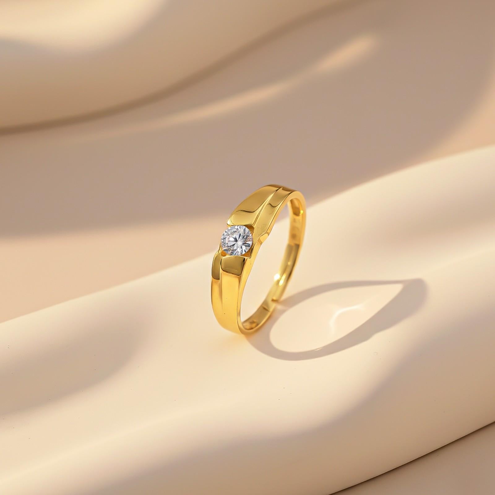 Golden Classic Solitaire Men's Ring