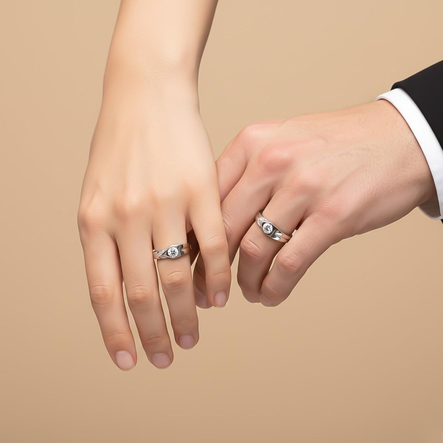 Silver Love Unfolds Couples Bands