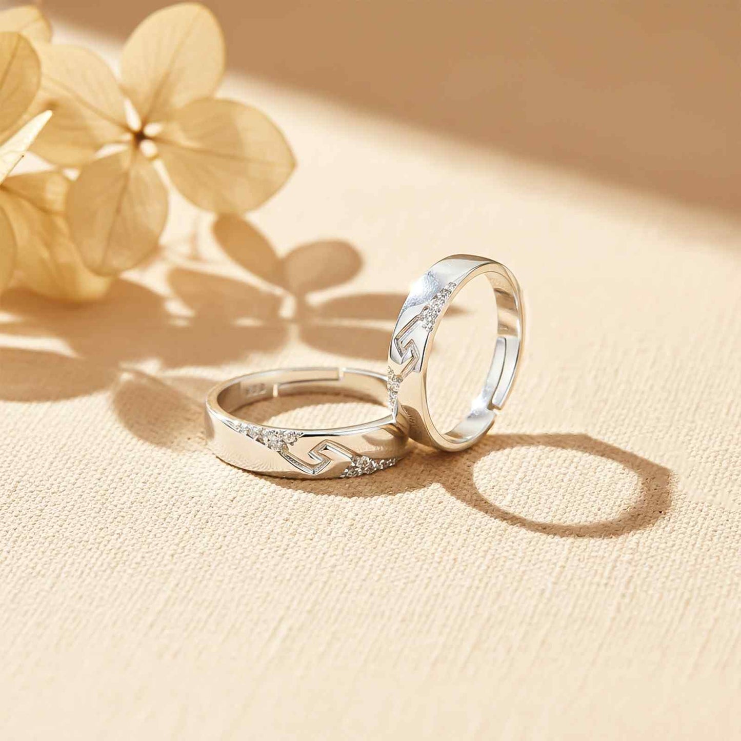 Silver Vintage Couple Matching Bands