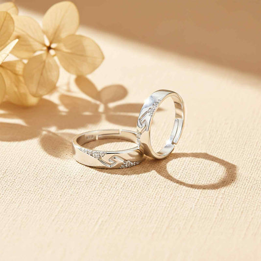 Silver Vintage Couple Matching Bands
