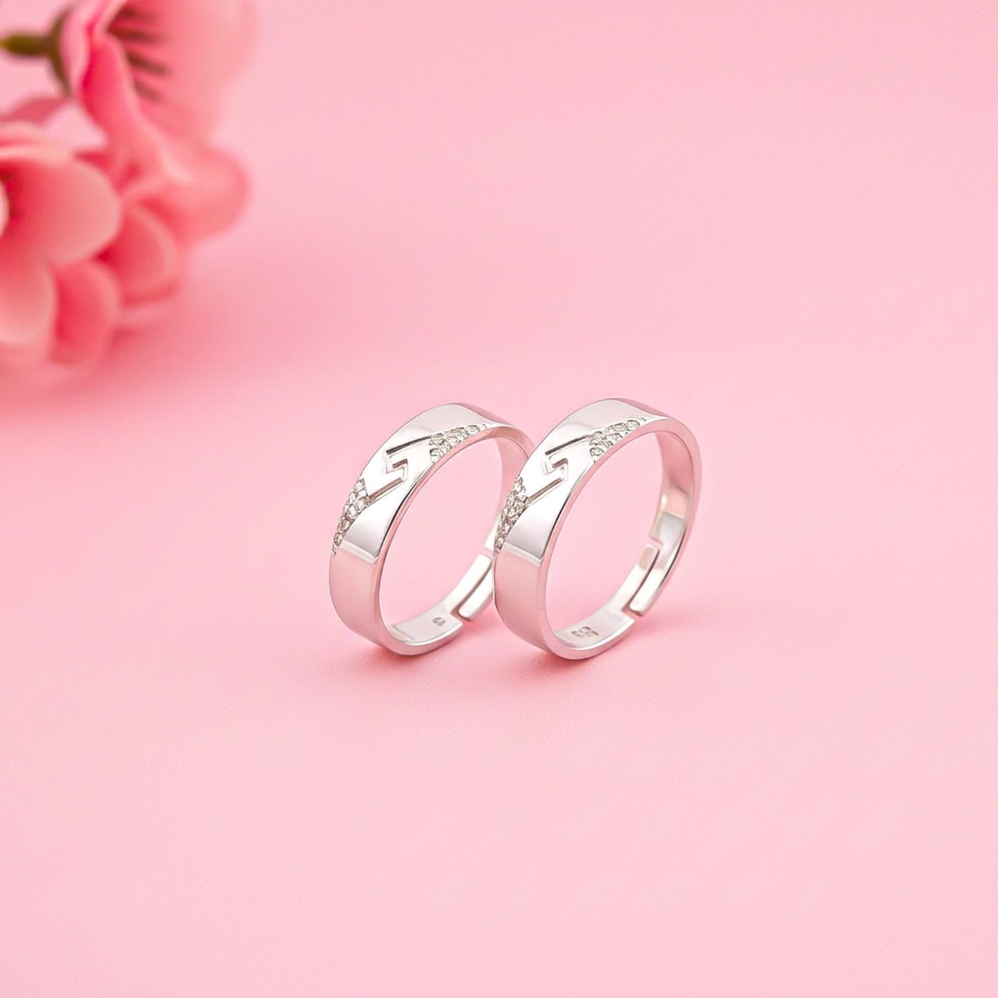Silver Vintage Couple Matching Bands