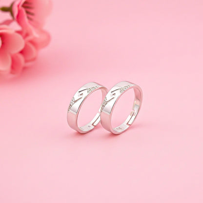 Silver Vintage Couple Matching Bands